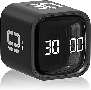 Cube Pomodoro Minuteur de productivité de bureau 5/10/30/60 minutes et compte à rebours personnalisé, minuterie visuelle réglable et silencieuse, outil TDAH rotatif portable pour étude, tâche, travail